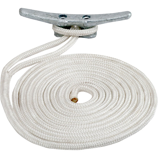 Sea-Dog Double Braided Nylon Dock Line - 3/8" x 10 - White [302110010WH-1]