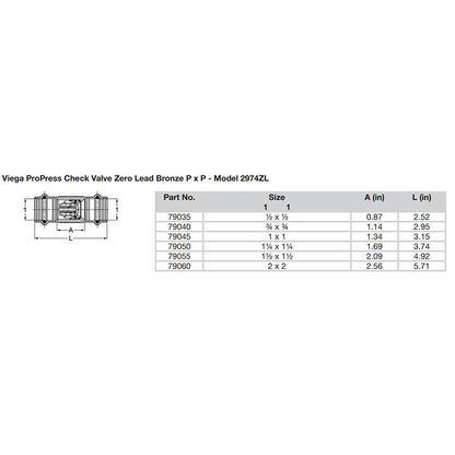 Viega ProPress 3/4" Zero Lead Check Valve - Double Press Connection - Smart Connect Technology [79040]